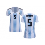 Women Argentina #5 Paredes Home Soccer Country Jersey