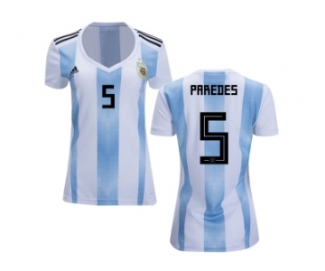 Women Argentina #5 Paredes Home Soccer Country Jersey