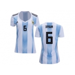 Women Argentina #6 Insua Home Soccer Country Jersey