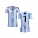 Women Argentina #7 Icardi Home Soccer Country Jersey