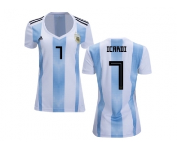 Women Argentina #7 Icardi Home Soccer Country Jersey