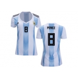 Women Argentina #8 Perez Home Soccer Country Jersey