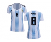 Women Argentina #8 Perez Home Soccer Country Jersey