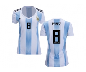 Women Argentina #8 Perez Home Soccer Country Jersey