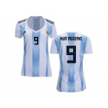 Women Argentina #9 Kun Aguero Home Soccer Country Jersey