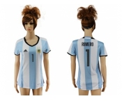 Women's Argentina #1 Romero Home Soccer Country Jersey