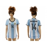 Women's Argentina #14 Mascherano Home Soccer Country Jersey