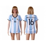 Women's Argentina #16 Marcos Rojo Home Soccer Country Jersey