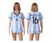 Women's Argentina #16 Marcos Rojo Home Soccer Country Jersey