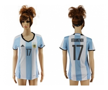 Women's Argentina #17 Otamendi Home Soccer Country Jersey