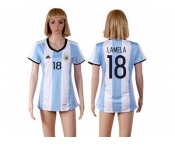 Women's Argentina #18 Lamela Home Soccer Country Jersey