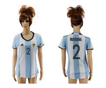 Women's Argentina #2 Maydana Home Soccer Country Jersey