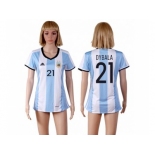 Women's Argentina #21 Dybala Home Soccer Country Jersey