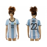 Women's Argentina #22 Lavezzi Home Soccer Country Jersey