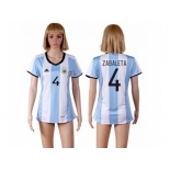 Women's Argentina #4 Zabaleta Home Soccer Country Jersey