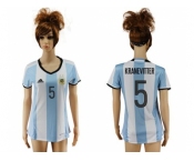 Women's Argentina #5 Kranevitter Home Soccer Country Jersey
