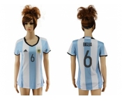 Women's Argentina #6 Biglia Home Soccer Country Jersey