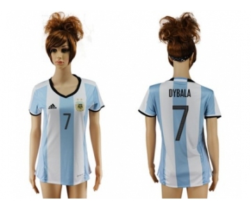 Women's Argentina #7 Dybala Home Soccer Country Jersey