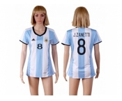 Women's Argentina #8 J.Zanetti Home Soccer Country Jersey