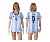 Women's Argentina #9 Crespo Home Soccer Country Jersey