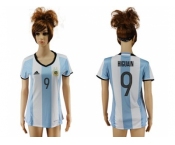 Women's Argentina #9 Higuain Home Soccer Country Jersey