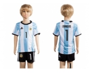 Argentina #1 Romero Home Kid Soccer Country Jersey