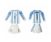 Argentina #1 Romero Home Long Sleeves Kid Soccer Country Jersey