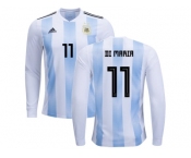 Argentina #11 Di Maria Home Long Sleeves Kid Soccer Country Jersey