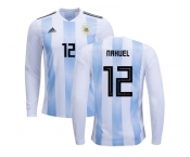 Argentina #12 Nahuel Home Long Sleeves Kid Soccer Country Jersey