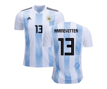 Argentina #13 Kranevitter Home Kid Soccer Country Jersey