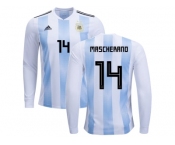 Argentina #14 Mascherano Home Long Sleeves Kid Soccer Country Jerseys