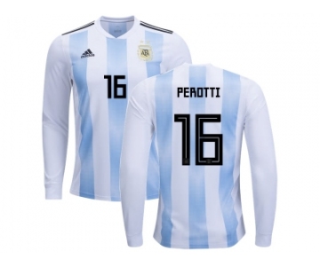 Argentina #16 Perotti Home Long Sleeves Kid Soccer Country Jersey