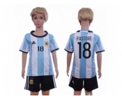 Argentina #18 Pastore Home Kid Soccer Country Jersey