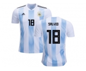 Argentina #18 Salvio Home Kid Soccer Country Jersey