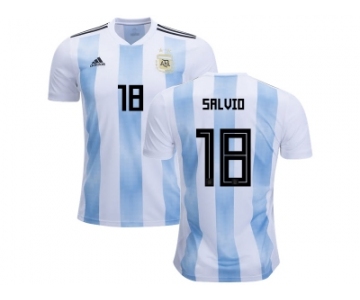 Argentina #18 Salvio Home Kid Soccer Country Jersey