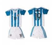 Argentina #19 Banega Home Kid Soccer Country Jersey1