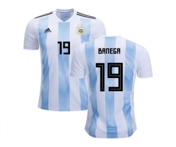 Argentina #19 Banega Home Kid Soccer Country Jerseys