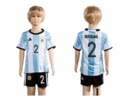 Argentina #2 Maydana Home Kid Soccer Country Jersey