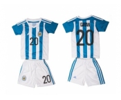 Argentina #20 Gaitan Home Kid Soccer Country Jersey1