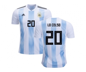 Argentina #20 Lo Celso Home Kid Soccer Country Jersey