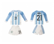 Argentina #21 Matias Home Long Sleeves Kid Soccer Country Jersey