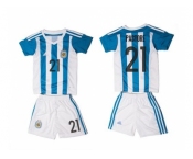 Argentina #21 Pastore Home Kid Soccer Country Jersey