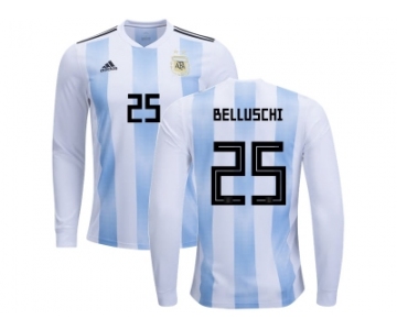 Argentina #25 Belluschi Home Long Sleeves Kid Soccer Country Jersey