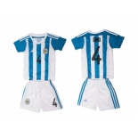 Argentina #4 Gino Home Kid Soccer Country Jersey1