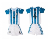 Argentina #4 Gino Home Kid Soccer Country Jersey1