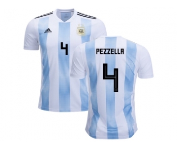 Argentina #4 Pezzella Home Kid Soccer Country Jersey