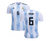 Argentina #6 Insua Home Kid Soccer Country Jersey