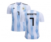 Argentina #7 Benedetto Home Kid Soccer Country Jersey