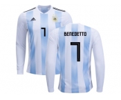 Argentina #7 Benedetto Home Long Sleeves Kid Soccer Country Jersey
