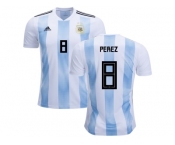 Argentina #8 Perez Home Kid Soccer Country Jerseys